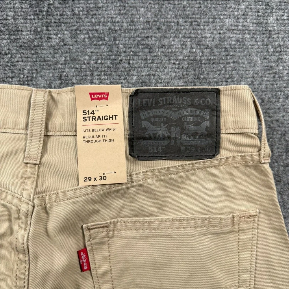 Levi's 514 Straight Pants Mens 29x30 Khaki Tan Twill Chinos Casual 005140407